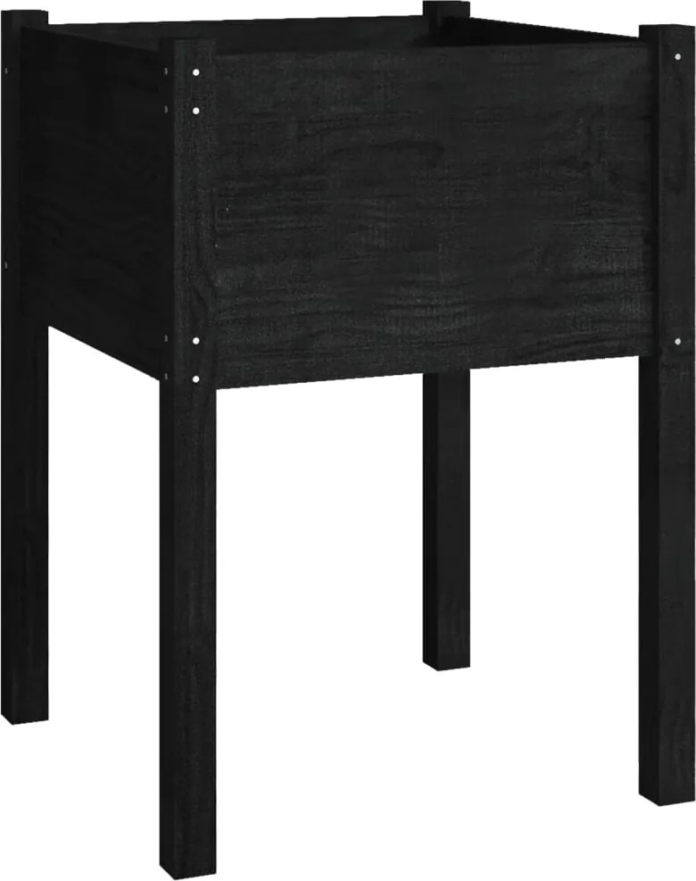 vidaXL fekete tömör fenyőfa kerti virágtartó 50 x 50 x 70 cm