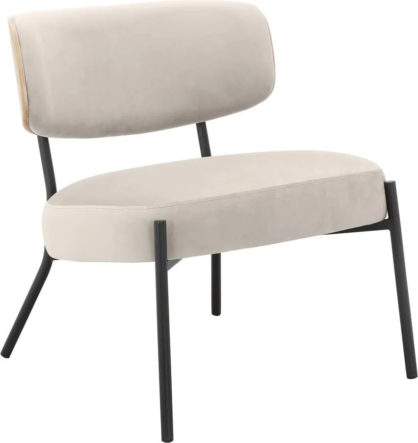 Krémszínű bársony fotel lábtartóval Jerry – Støraa