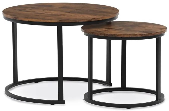 Set de mese de cafea din 2 piese, blat din MDF cu decor marmură, cadru metalic