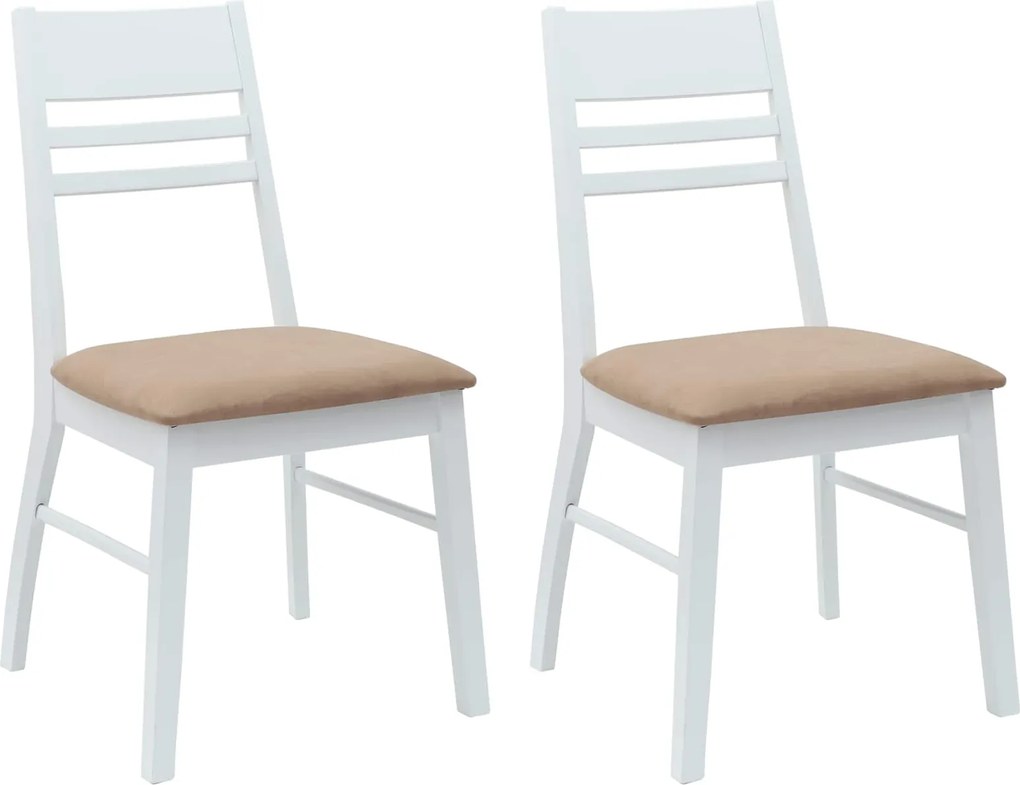 vidaXL Étkező Székek 2 pcs Fehér 43 x 54 x 89 cm Tömör Gumi Fa