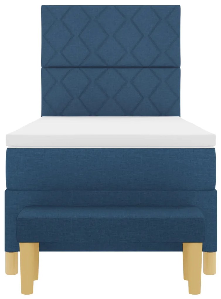 Boxspring Ágy Matraccal és Padkázott Kék 90x190 cm Szövet