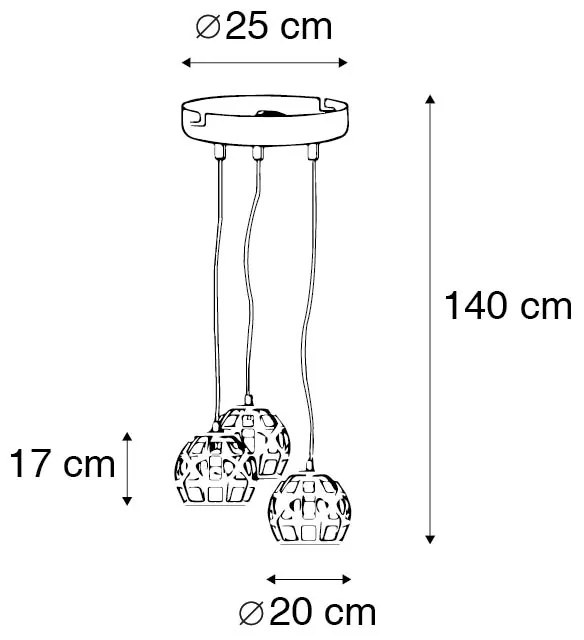 Ipari lógólámpa fekete kerek 3-lámpás - Bobby