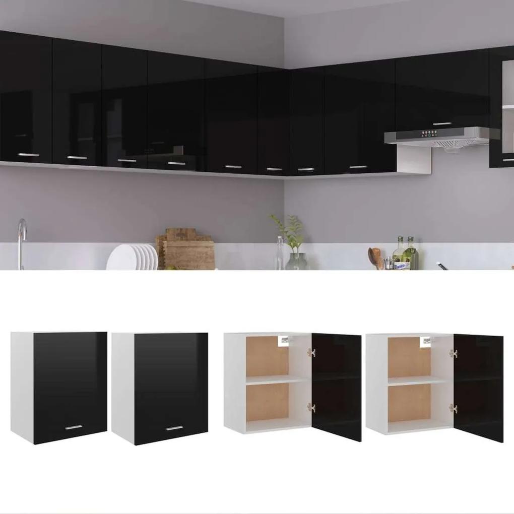 vidaXL 2 db magasfényű fekete forgácslap függő szekrény 50x31x60 cm