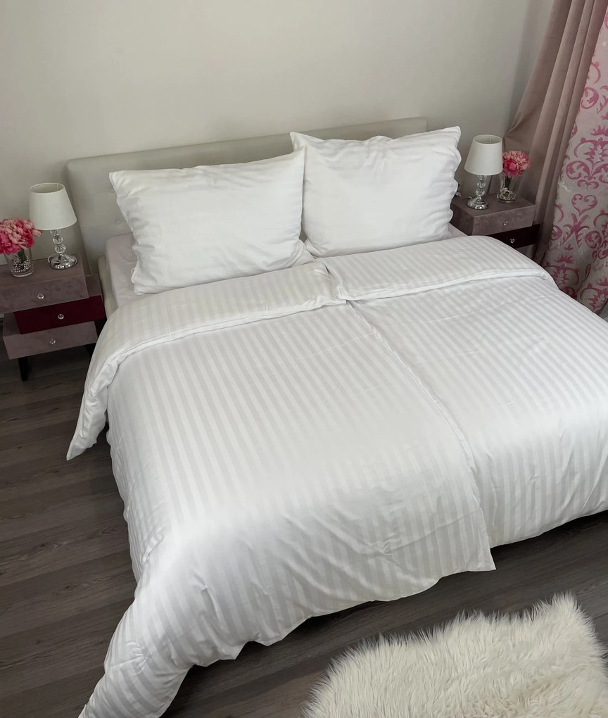 Fehér damaszt lapok TiaHome - 1x Párna 90x70cm, 1x Paplan 140x200cm