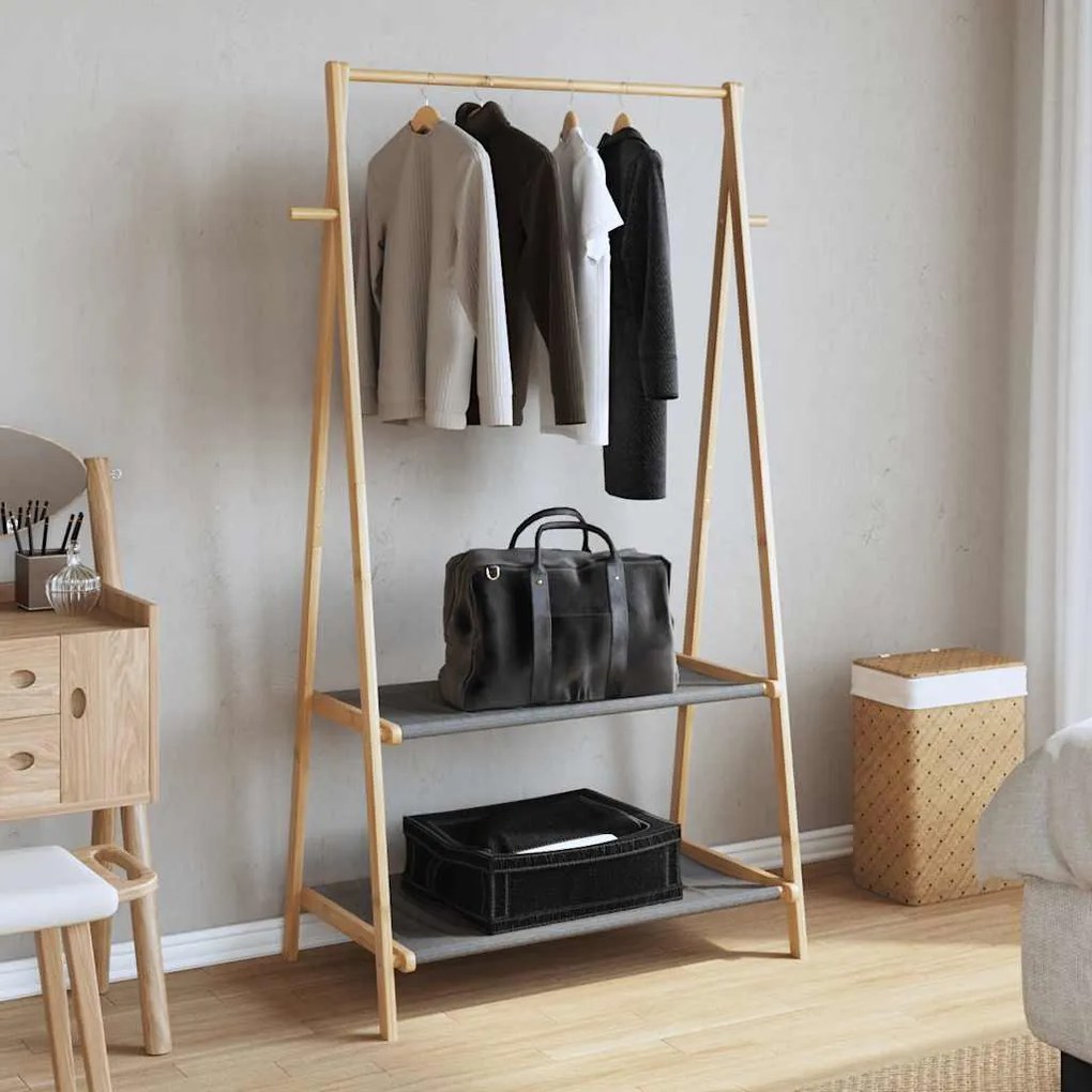 bambusz ruhaállvány polcokkal 96 x 45,5 x 150,5 cm