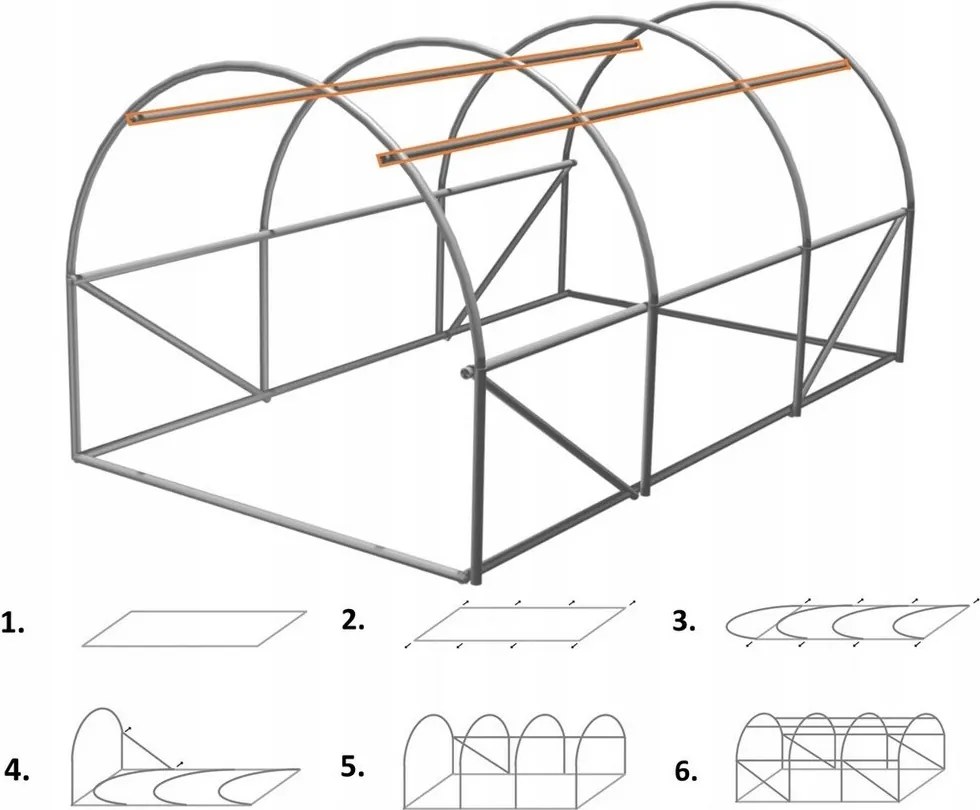 Kerti fóliás üvegház szilárd ajtókkal, 400 x 250 x 200 cm