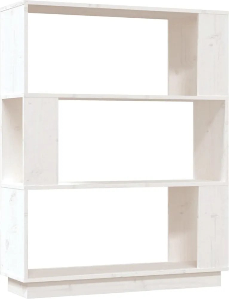 vidaXL fehér tömör fenyőfa könyvszekrény/térelválasztó 80x25x101 cm