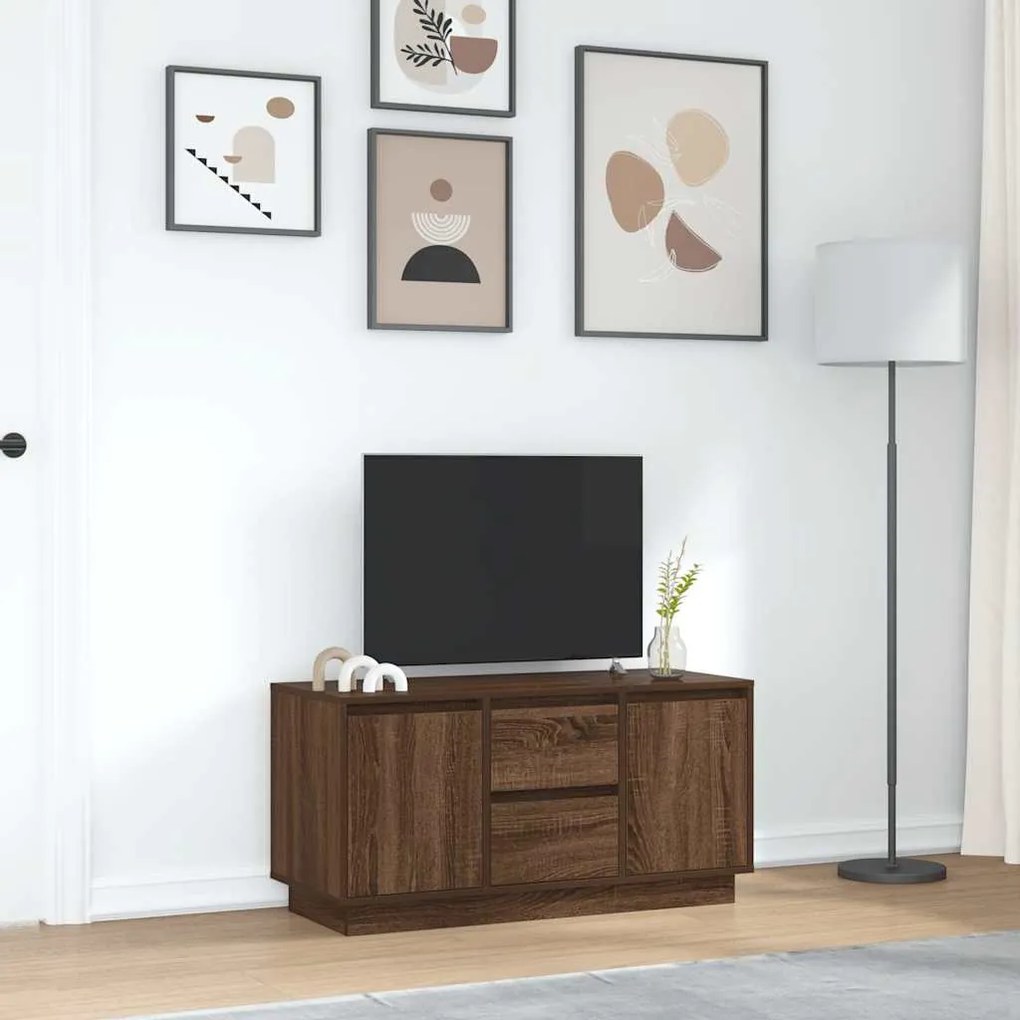 barna tölgyszínű TV-szekrény LED-lámpákkal 100x41x50 cm