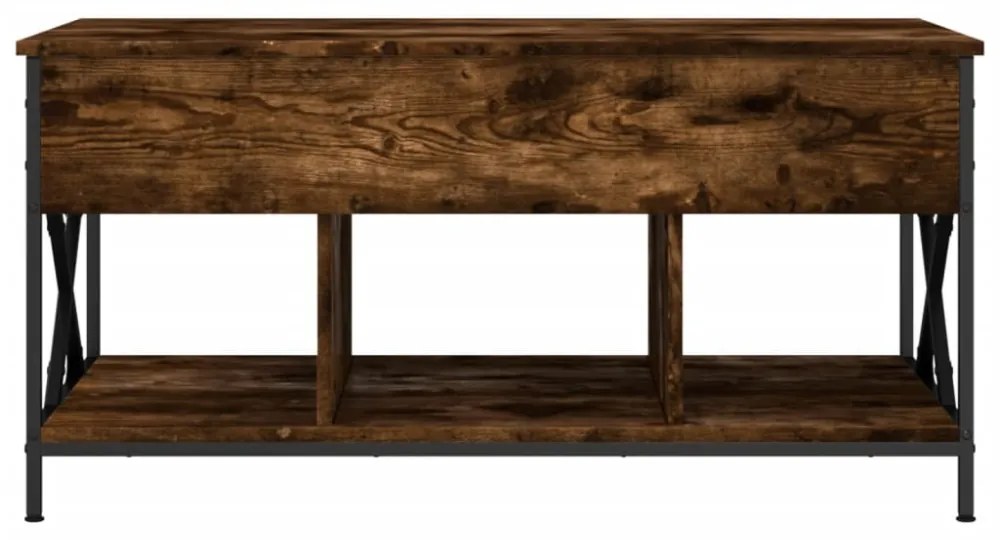 füstös tölgy szerelt fa és fém dohányzóasztal 100 x 55 x 50 cm