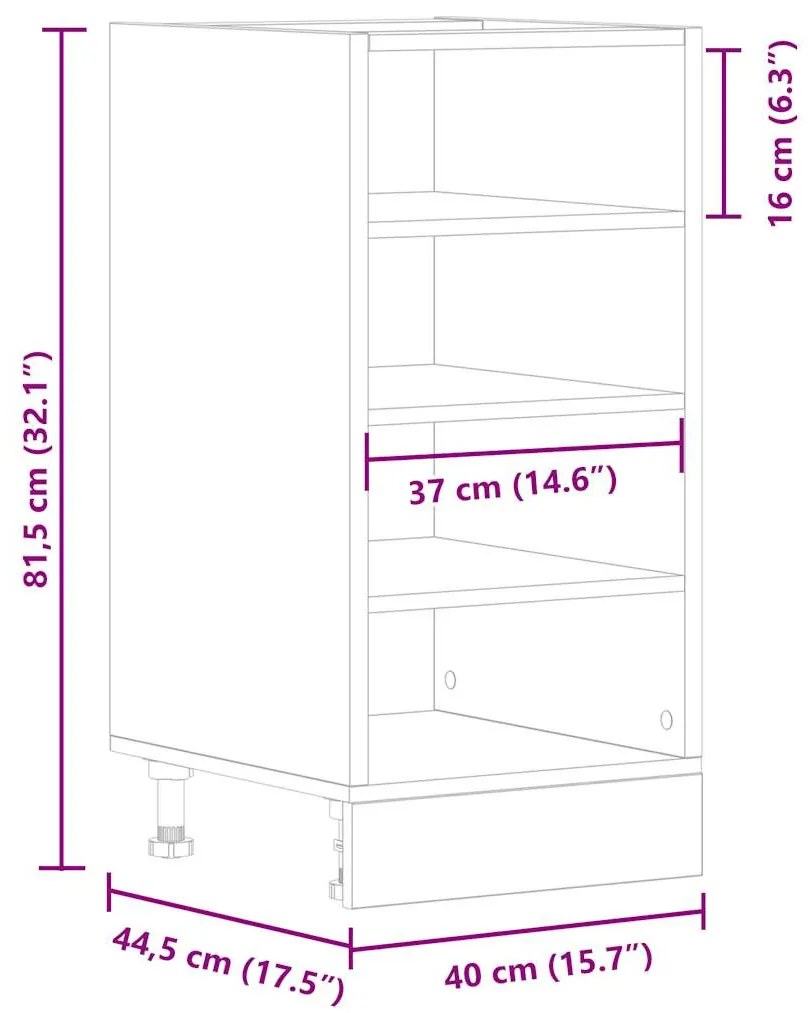 “Riga” betonszürke szerelt fa alsószekrény 40x44,5x81,5 cm