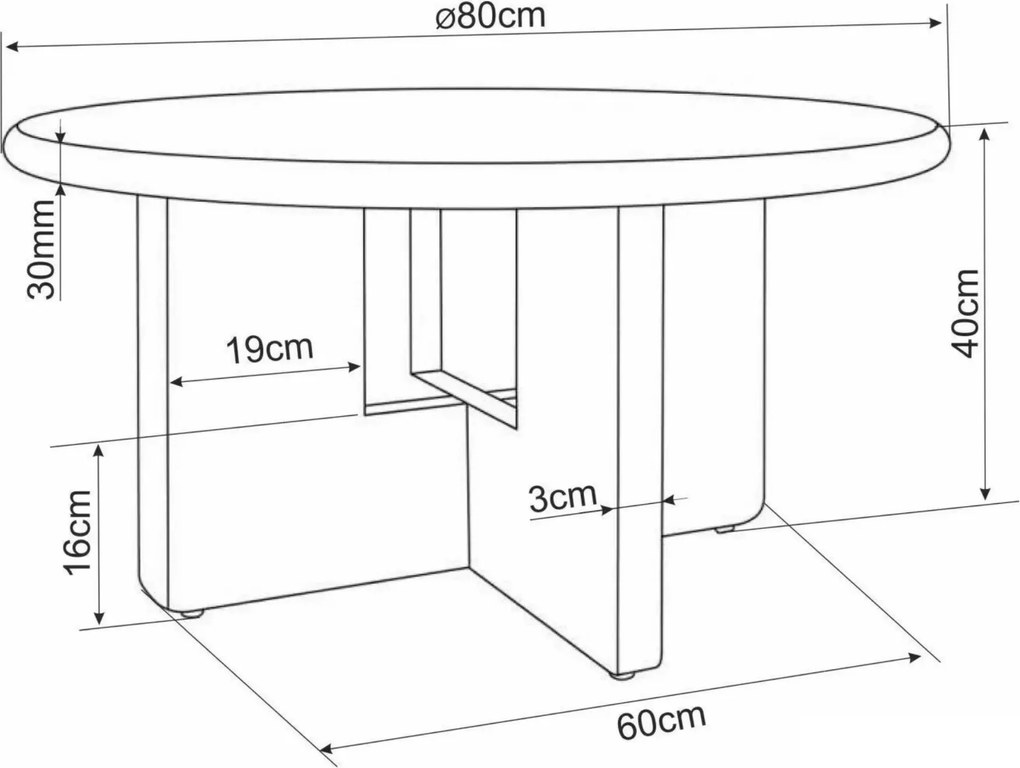 Kerek konferenciaasztal AZONE, ekrü/tölgy