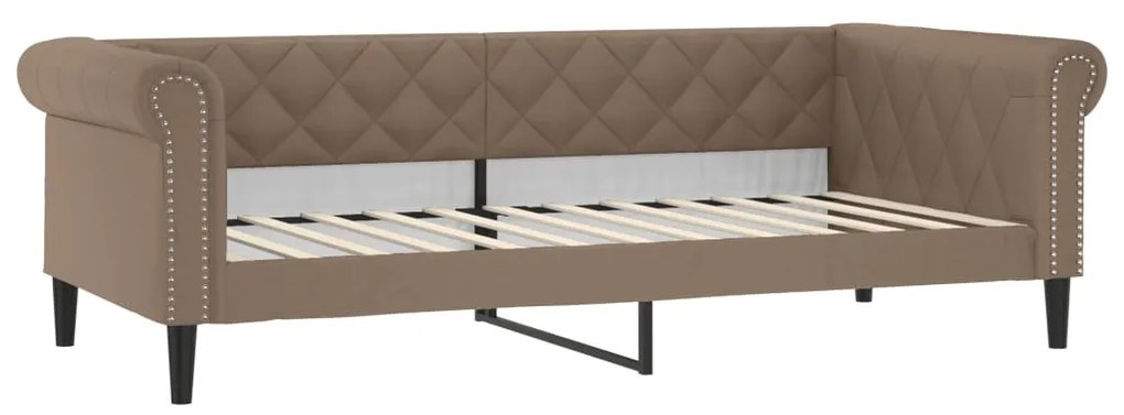 cappuccino színű kihúzható műbőr heverő matraccal 90 x 200 cm