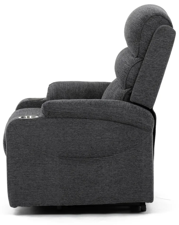 Fotoliu de relaxare electric și TV, 1 motor, tapițerie gri, încărcare wireless pentru telefoane mobile