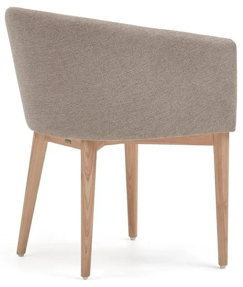 Bézs kárpitozott karfás étkezőfotel Harlan – Kave Home