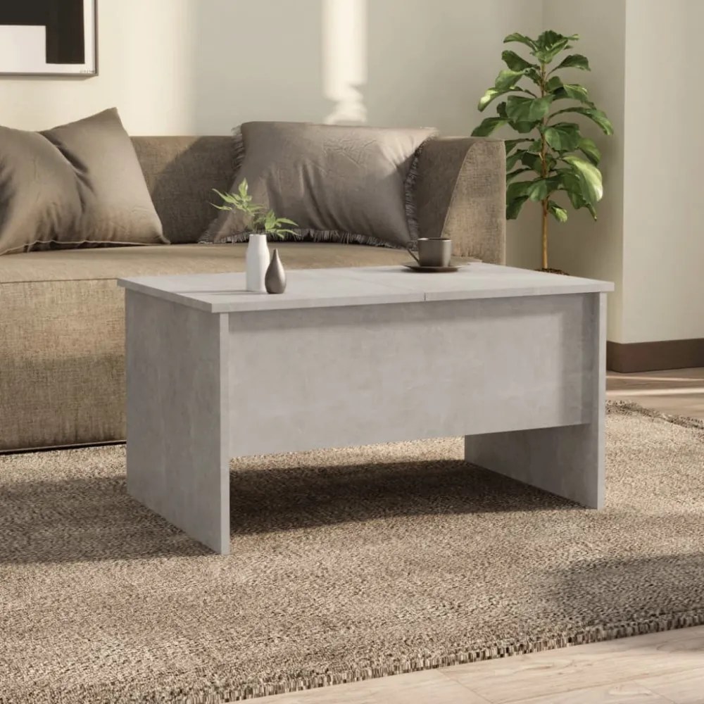betonszürke szerelt fa dohányzóasztal 80 x 50 x 42,5 cm