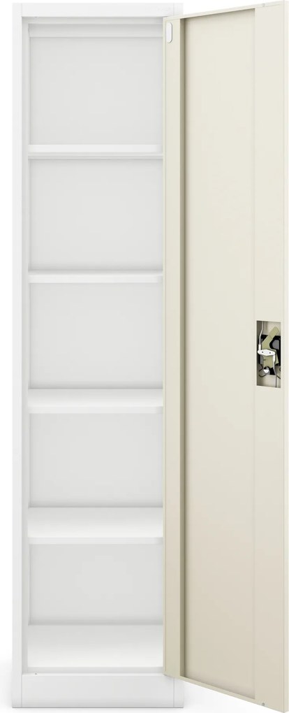 Fém irodai iratszekrény, fehér/sonoma tölgy, 450x1850x400 mm: ALEX Eco Design
