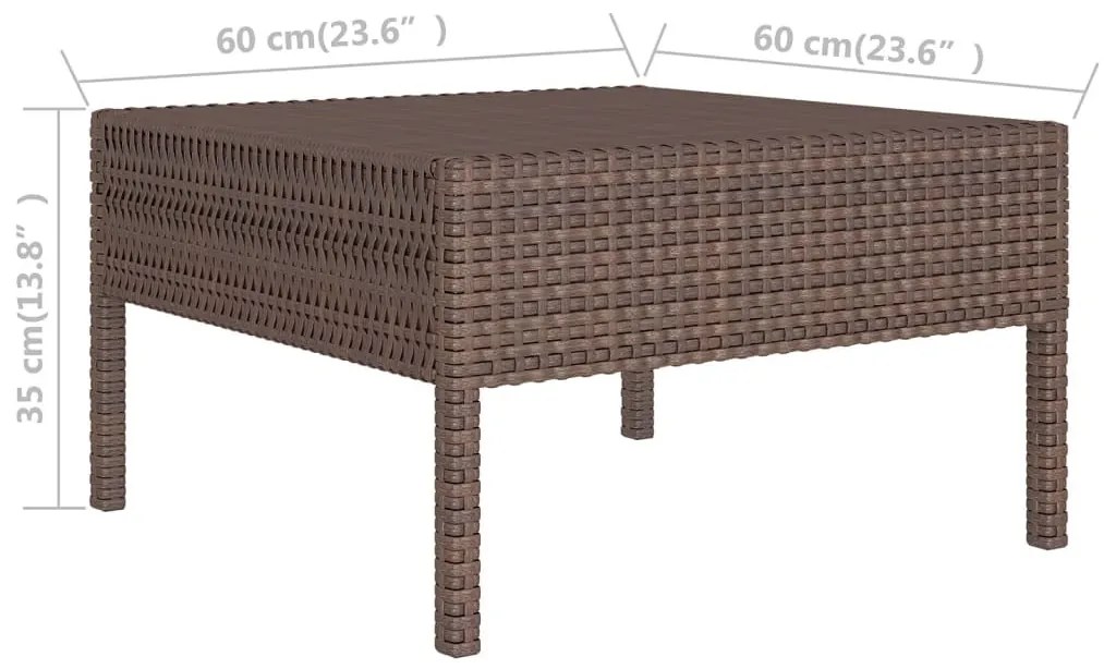 9 részes barna polyrattan kerti bútorszett párnákkal