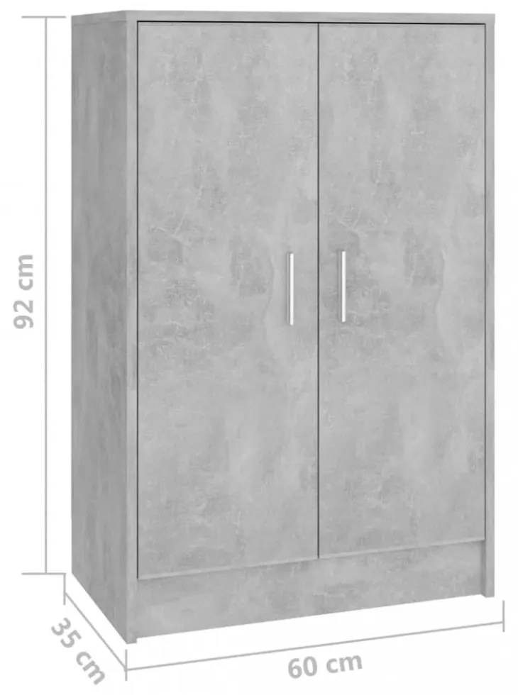 betonszürke szerelt fa cipősszekrény 60 x 35 x 92 cm