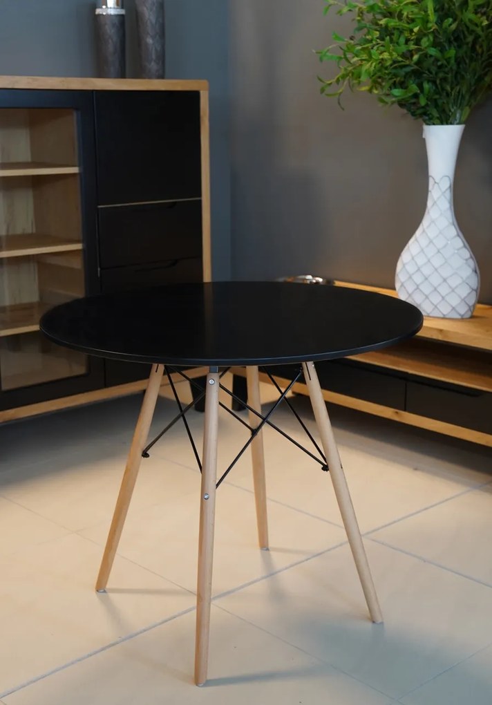 Fekete étkezőasztal OSLO 90x90