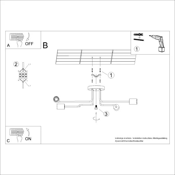 Sollux SL.1665 - Felületre szerelhető csillár TIMBO 4xE27/15W/230V fehér/bézs/bükkfa