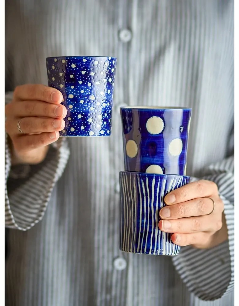 Sötétkék kőedény eszpresszó csésze szett 3 db-os 190 ml Minoa – Bloomingville