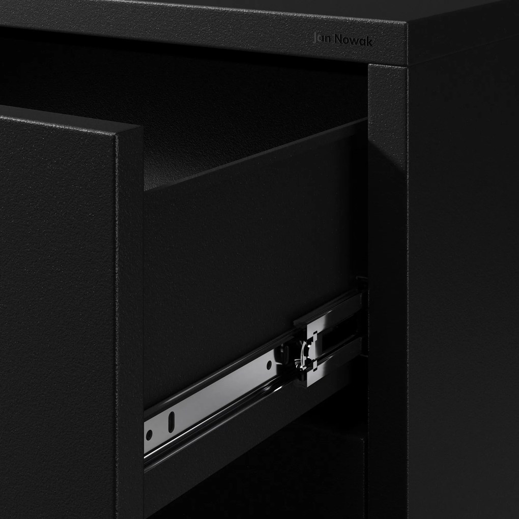 Fekete fém komód fiókokkal és lábakkal – CARLA Modern 800 x 1015 x 400 mm