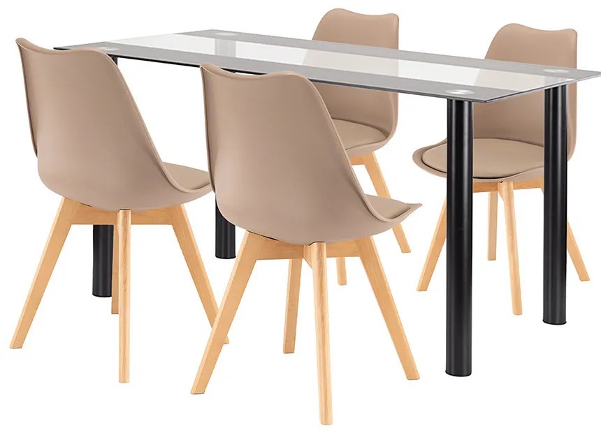 Zelma 4+1 étkező garnitúra fekete-bézs