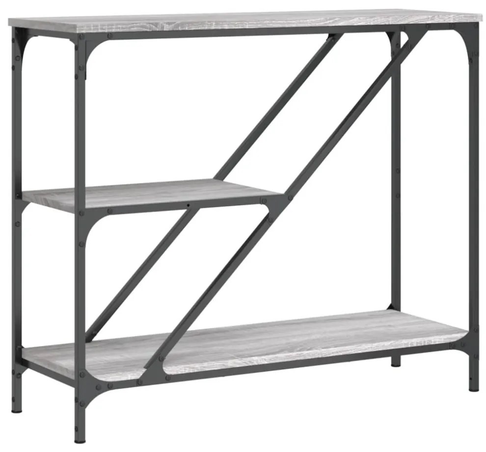 szürke sonoma színű szerelt fa konzolasztal 88,5x30x75 cm