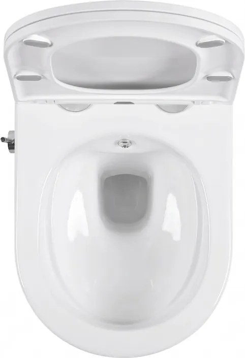 Erga Lily, fali WC-csésze bidé funkcióval + WC-ülőke, fényes fehér, ERG-V03-LILY-RIM-BID-WH