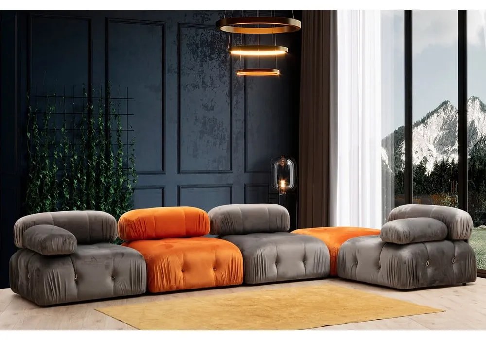 Narancssárga bársony puff Bubble – Artie