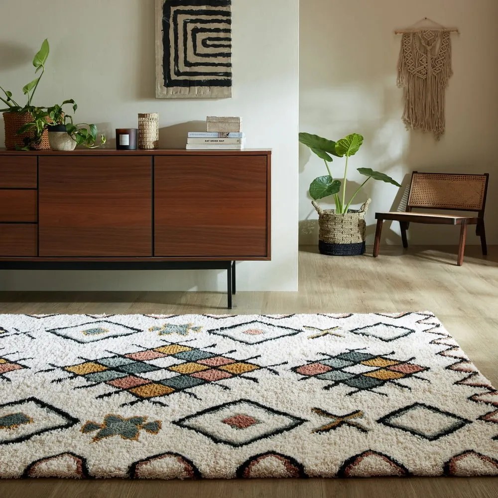 Krémszínű kézi szövésű gyapjú szőnyeg 120x170 cm Moroccan Midar – Flair Rugs