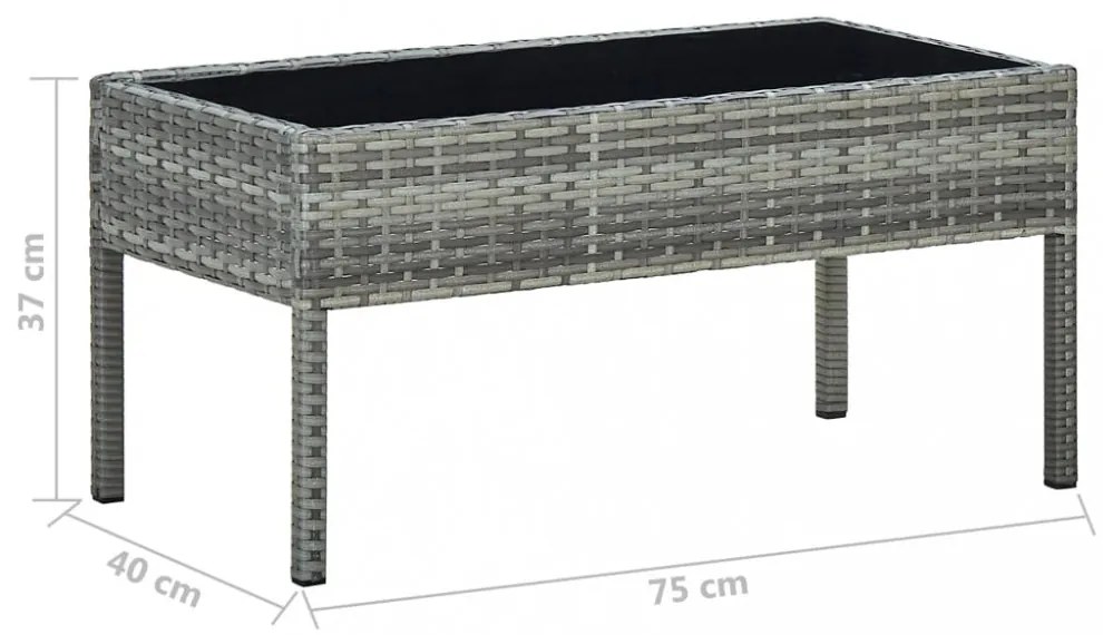 szürke polyrattan kerti asztal 75 x 40 x 37 cm