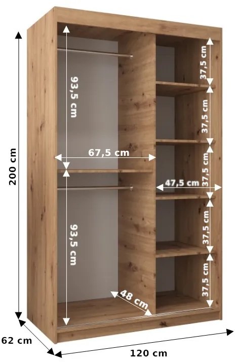 Ruhásszekrény 120 cm Toki 1 (matt fekete + matt fekete). 1064892