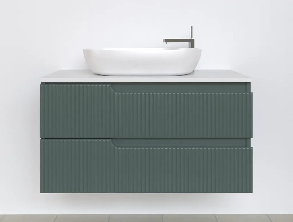 Piramida EURIDIKA fali fürdőszobabútor - mosdópult mosdó nélkül -2 fiókos - PINO ZÖLD - 100 x 48 x 53 cm