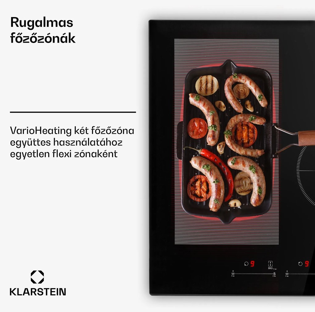 Klarstein Delicatessa 77 Hybrid, beépített indukciós főzőlap, 7000 W, 4 zóna, fekete