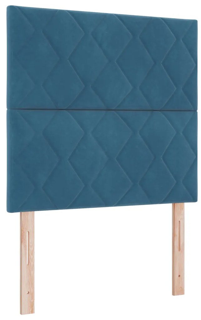 Boxspring Ágy Matrac & LED Sötétkék 90x190 cm Bársonyos