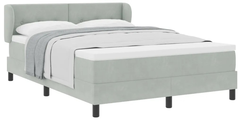 Boxspring Ágy Matrac Kép Sötétszürke 140x200 cm Bársony