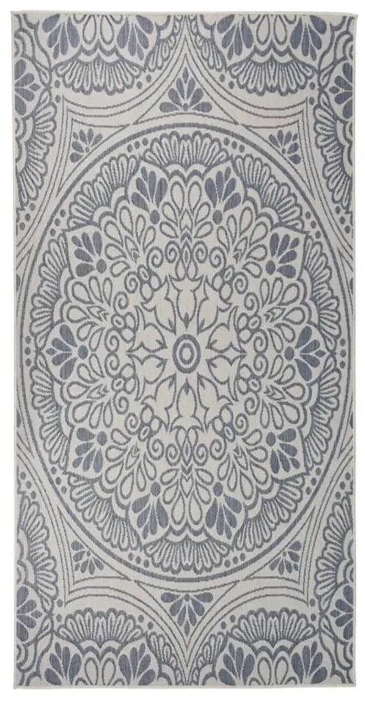 kék mintás lapos szövésű kültéri szőnyeg 100 x 200 cm