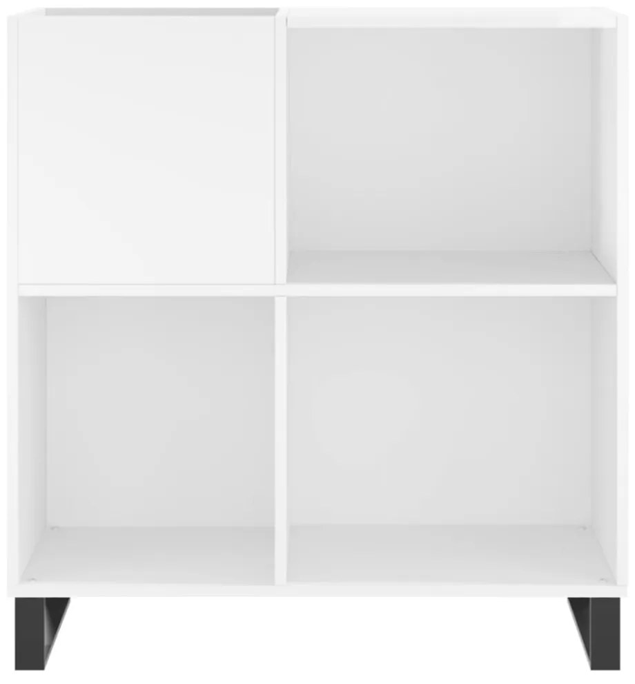 magasfényű fehér szerelt fa hanglemezszekrény 84,5 x 38 x 89 cm