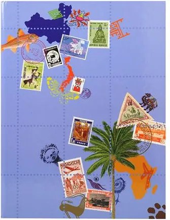 Album, bélyeggyűjtő, 17x22,5 cm, 8 lap, EXACOMPTA Globe Trotter, vegyes színek (EX25634E)
