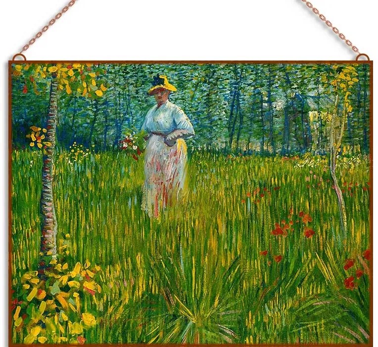 Vincent van Gogh - A Woman Walking in a Garden üvegkép, falikép