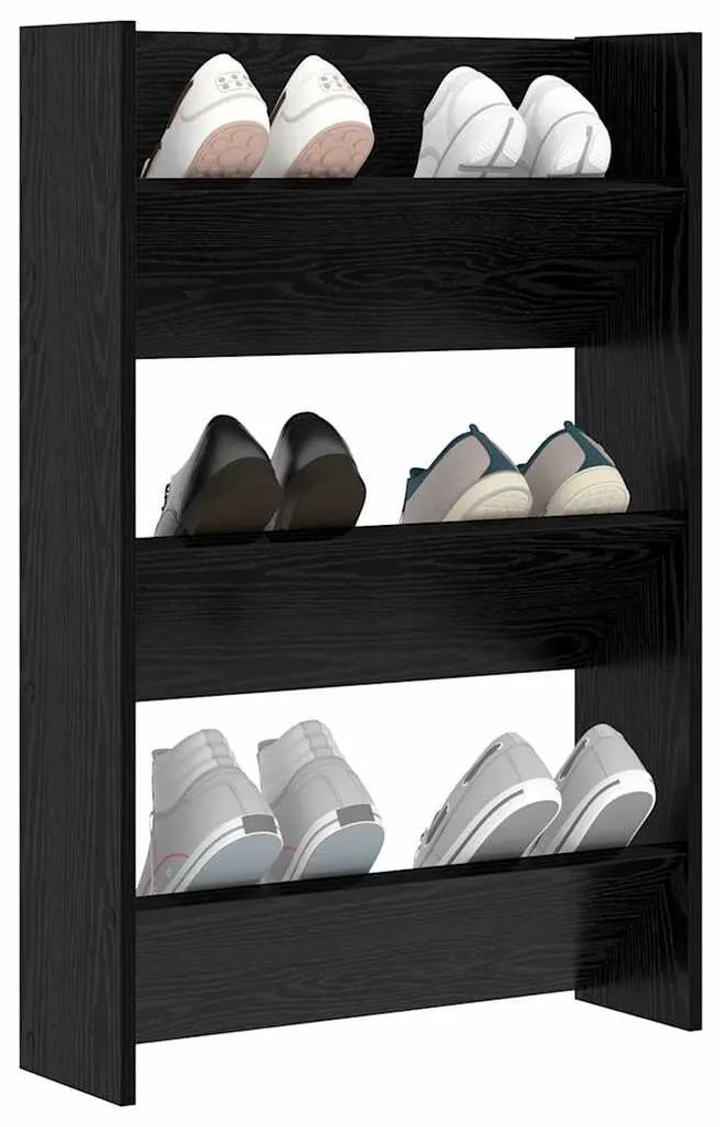 Cipőszekrény polcokkal Fekete tölgy 60 x 18 x 90 cm Faanyag