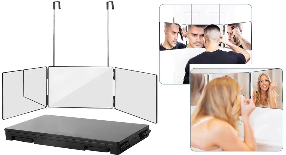 3 paneles tükör, teleszkópos felfüggesztéssel