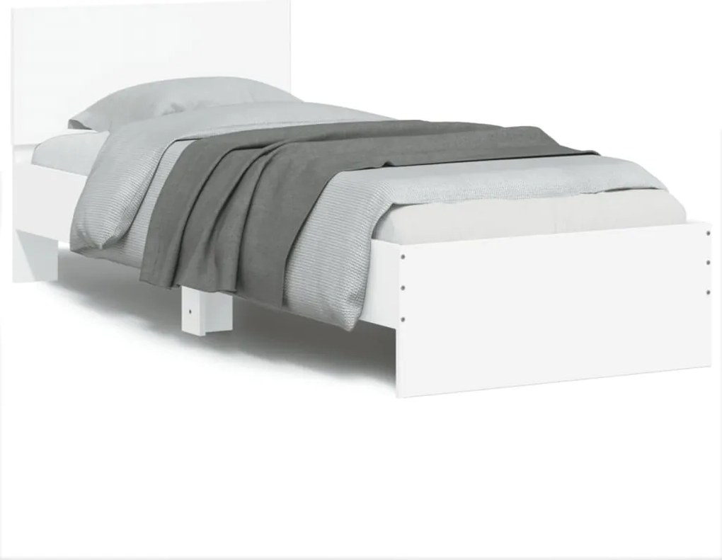 vidaXL fehér szerelt fa ágykeret fejtámlával 90 x 190 cm