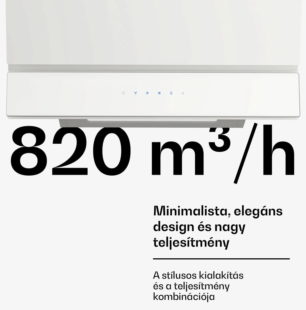 Klarstein Velaire páraelszívó, Elegáns, minimalista, nagy teljesítményű, A++ energiaosztály, 820 m³/h, 60 cm