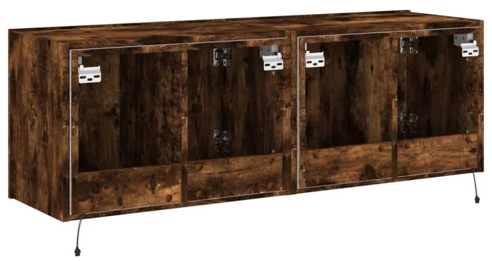 2 db füstös tölgy fali TV-szekrény LED-ekkel 60x35x41 cm