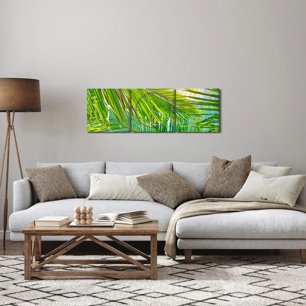 Kép - Pálmalevelek (órával) (90x30 cm)