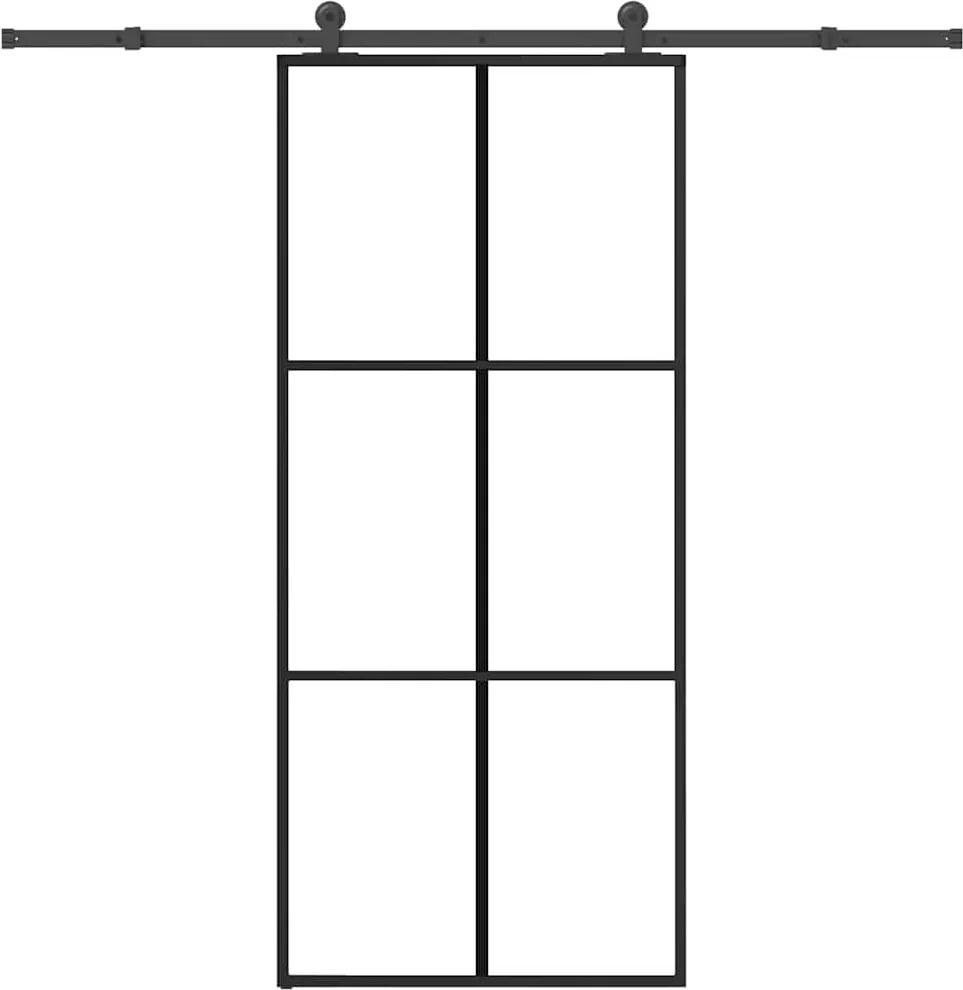 vidaXL ESG üveg és alumínium tolóajtó fémszerelvény-szettel 90x205 cm