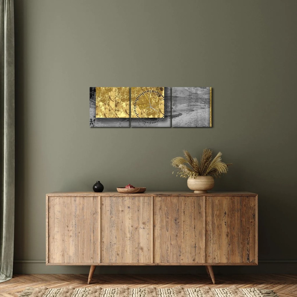 Kép - Arany négyzetek N⁰2 (órával) (90x30 cm)