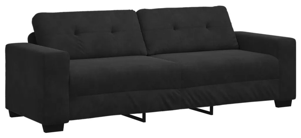 Kanapé Szett párnával 3 pcs Fekete 221 x 78 x 80 cm Bársony